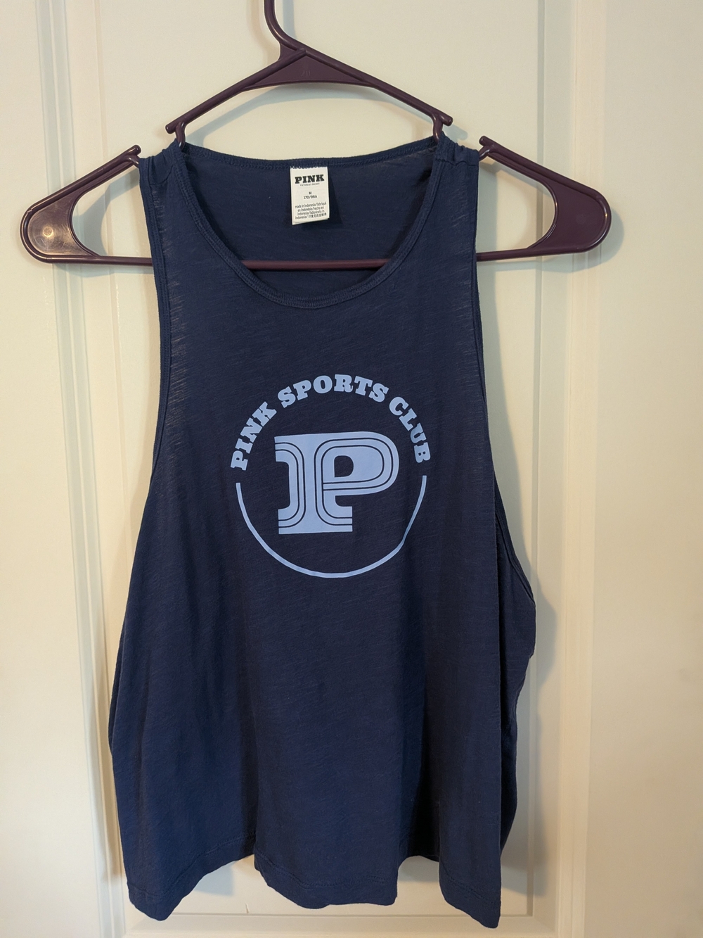 PINK Victoria's Secret Navy Swim Coverup Tank with Light Blue Logo